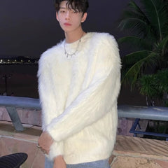 Threebooy Advanced sweater men's autumn and winter new style gentle and loose round neck knitted sweater top