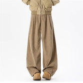 Threebooy Spring Men's Casual Straight Wide-Leg Corduroy Pants American Retro Streetwear Trousers Hip Hop Y2K Baggy Pantalones Hombre