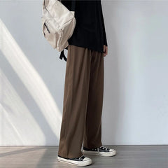 Threebooy Men's Pants Casual Wide Leg Suit Pants Loose Straight Trousers Spring Summer Solid Color Oversized Bottoms Vintage Male Clothing