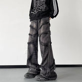 Threebooy Y2K Fashion Washed Black Baggy Stacked Jeans Pants For Men Clothing Straight Hip Hop Long Trousers Pantalones Hombre