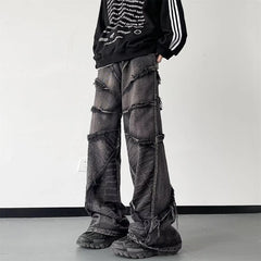 Threebooy Y2K Fashion Washed Black Baggy Stacked Jeans Pants For Men Clothing Straight Hip Hop Long Trousers Pantalones Hombre