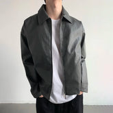 Threebooy Mens Leather Jacket Pockets Casual Motorcycle Leather Jacket Autumn New Item Korean Style Trendy Top Men's Clothing Unisex