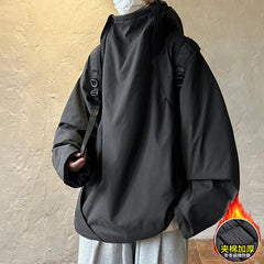 Threebooy Winter Men's Turtleneck Hooded Cotton Jackets Thick Waterproof Windbreaker Casual Overcoat Male Clothing Windproof Outwear