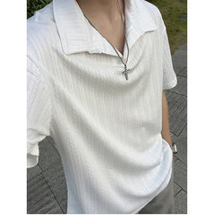 Threebooy Mens Soft Comfortable Polo Shirt Collared Knit Summer Solid Classic Simple Casual Short Sleeve Breathable Fabric Plain T Shirt