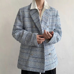 Threebooy Men's Azure Tweed Jacket