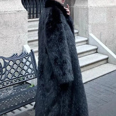 Threebooy Mens Faux Fur Furry Warm Coat Autumn Winter Streetwear Fashion Trend Youth Soft Casual Comfort Mid-Length Coat Men'S Clothing