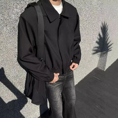 Threebooy Old Money Classical Black Padded Shoulder Jacket Boys Short High-end Men's Clothing American Style Jacket