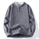 Threebooy Autumn Winter Henley Collar Knit Pullovers Men Vintage Casual Knitted Sweater Mens Solid Color Warm Sweaters Fashion Pullover