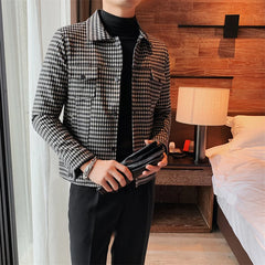 Threebooy Men Spring High quality Casual Jackets/Male Spring and Autumn Plaid Lapel Business Coat/Man Slim Fit British Jackets S-3XL