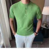Threebooy New Fashion Man Ice Silk Knitting Polo Shirt Casual Cotton British Style Slim Men Short Sleeve High Quantity Polo Shirts