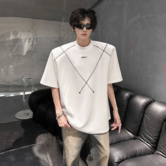 Threebooy Men Cotton Tshirt Crew Neck Line Design Soft Comfortable Casual Streetwear Slim Fit Breathable Top Tee Shirt Fashion Trendy