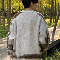 Threebooy Mens Sweater Tie-Dye Contrast Color Knitted Sweater Streetwear Youth Campus Casual All-Match Long-Sleeve Top Men'S Clothing