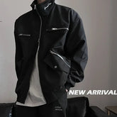 Threebooy Korean Popular Clothes Spring Chic Men's Clothing Short Bomber Jacket Men Standing Neck Zipper High Street Coats Men Chaquetas