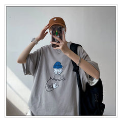 Threebooy Men's Summer Fashion Trend T-shirt Short Sleeve Unisex Couple Clothes Printed T Shirts Cotton Clothes Round Neck Tshirts