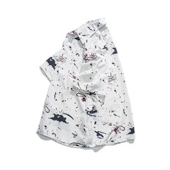Threebooy Ink Full Printed Short-sleeved Shirts Loose Lapel Casual Jackets Trendy Beach Men's Clothes Thin All-match Tops Summer