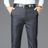 Threebooy New Business Casual Suit Pants Men Solid High Waist Straight Office Formal Trousers Mens Classic Style Suit Long Pants Plus Size