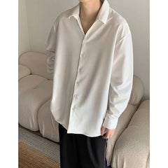 Threebooy Men's White Long Sleeve Loose Casual Cotton Shirt French Cuff Mens Fashion Shirts Slim Fit Camisa Masculina Size M-2XL