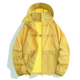 Threebooy Men's Summer Ultra-Thin UV Protection Jacket Cool Touch Hoodie Solid Color Outdoor Hiking Coat Breathable Quick-Dry Skin