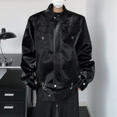 Threebooy American High Street Fashion Trend Hip Hop Leather Jacket Men Autumn And Winter New Casual Pu Leather Short Y2k Jacket Men