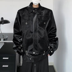 Threebooy American High Street Fashion Trend Hip Hop Leather Jacket Men Autumn And Winter New Casual Pu Leather Short Y2k Jacket Men