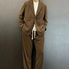 Threebooy Trends Costumes 2 Piece Outfit Set Male Solid Color Full Men's Suits and Blazers Youth Pants Spring Autumn Korean Luxury Casual