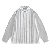 Threebooy Men Retro Striped Shirt Hip Hop Streetwear Oversize Shirt Chest Pocket Harajuku Long Sleeve Checkered Patchwork Shirt Coats