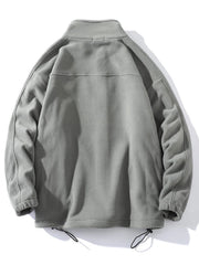 Threebooy Half-zip Hoodless Sweatshirt Autumn Winter Stand-up Collar Shirt Oversize Velevet Tops Lovers Trend Polar Fleece Jacket