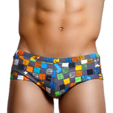 Threebooy Sexy Summer Men Swimwear Swimsuits Square Graffiti Surf Swim Boxer Briefs Bikini Shorts Beach Trunks Boardshorts Brazilian Cut