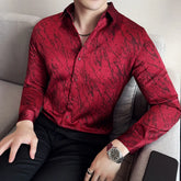 Threebooy High Quality Tie Dye Men's Shirt Summer Long Sleeve Slim Fit Casual Shirts No Ironing Business Social Daily Shirt Men Clothing