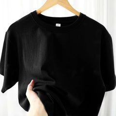 Threebooy 100% Cotton T-shirt Men Women Solid Color O Neck Short-sleeved Tops Summer Korean Loose Half-sleeve T Shirt Unisex M-4XL