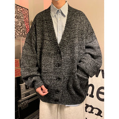 Threebooy Autumn Winter New V-neck Cardigan Men's Loose Casual Knitted Sweater Trendy Daliy Simple All-match High Street Soft Coats