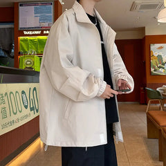 Threebooy New jacket man Spring Windbreaker Men's Casual Climbing Waterproof Jacket Solid Lapel coat Unisex Fashion Gorpcore Youth
