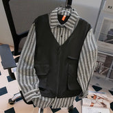 Threebooy Japanese Spring/Autumn Retro Stripe Fake Two Piece Splicing workwear Shirt for Men and Women Loose Couple Retro Casual Top y2k