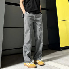Threebooy Whitening Basics Bias-cut Trousers Men's Spring Slimming Slightly Flared Casual Pants