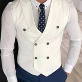 Threebooy Men Vest Ivory Double Button Solid With Lapel Waistcoat Suit For Wedding Birthday Banquet Office Business Work Men Suit Vest