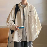 Threebooy Men's shirt jacket Spring high-quality teenagers early autumn work cardigan jacket Japanese casual thin autumn clothes