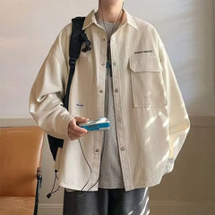 Threebooy Men's shirt jacket Spring high-quality teenagers early autumn work cardigan jacket Japanese casual thin autumn clothes