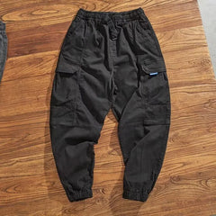 Threebooy Men Clothing Trend American Vintage Streetwear Baggy Cargo Harem Pants Y2K Casual Solid Loose Pockets Trousers Pantalones Hombre
