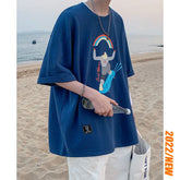 Threebooy Summer Men's Fashion Short Sleeved T-shirt Round Neck Cotton Clothes Tshirt Cartoon Printing Casual T Shirts Size M-2XL