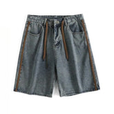 Threebooy Japanese Fashion Trend Washing Retro Denim Shorts Men Korean Version of Summer High Street Pants Loose Five-point Mid-size Pants