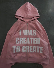 Threebooy Y2k Clothes Fashion Punk Letter Print Zip Up Hoodie Men and Women Long Sleeve Pullover Pink Sweatshirt Hoodies Streetwear Tops