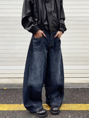 Threebooy Hong Kong Style Trendy Men's New Personalized Letter Jeans Hip-Hop Ins Fashion High Street Trendy Cool Long Pants