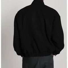 Threebooy Autumn winter high-end workwear stand up collar jacket woolen coat British style baseball uniform