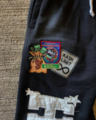 Threebooy Gothic Hip Hop Letter Patch Vintage Sweatpants Y2K Pants Double Layer Design Baggy Elastic Waist Jogging Casual Pants Streetwear
