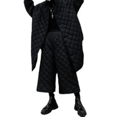 Threebooy Mens Pants Dark Diamond Pattern Casual Pants Autumn Winter Japanese Youth All-Match Straight Wide-Leg Pants Men'S Clothing