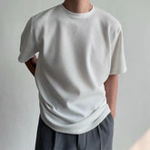 Threebooy Summer Clothing Men's Refinement Crew Neck Bottoming Shirt Solid Color Thin Cozy Leisure Loose Daily Short Sleeve T-Shirt