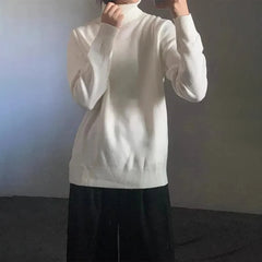 Threebooy Mens Sweater Solid Color Slim Fit Casual Knit Sweater Genderless Streetwear Fashion Daily Campus Couple Long Sleeve Tops Unisex