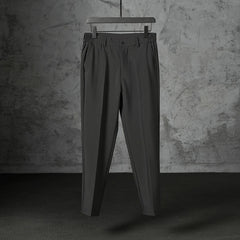 Threebooy New Fashion Male Suit Pants Light Luxury Draped Cropped Button-down Business Casual Pants Premium Slim-fit Elegant Dress Trouser