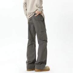 Threebooy Cargo pants mens Large Pocket Loose Overalls Men's Outdoor Sports Jogging Tactical Pants Pure Cotton Casual Work Pants