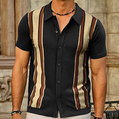 Threebooy Men's Luxury Clothing Knit Short Sleeve Polo Shirt Casual Streetwear Lapel Button Down Cardigan Breathable Tops Summer Knitwear